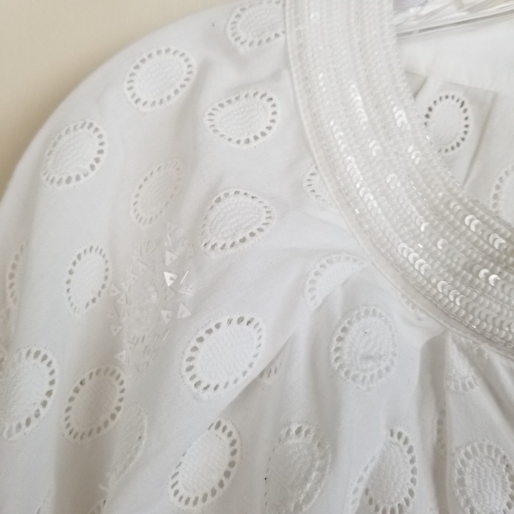 Figue Cristina Beaded Emroidered Cotton Peasant Top XXS Bust 36 - Picture 4 of 9